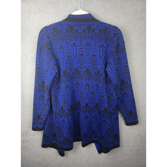 Melissa  Paige Cardigan Sweater Duster Womens PM  Blue Black Long Open Lagenlook - Picture 11 of 13